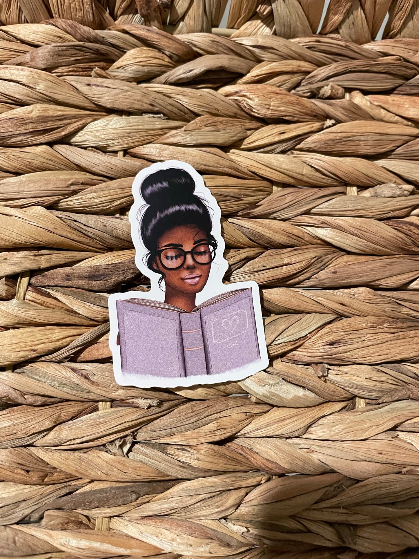 Reading with glasses sticker