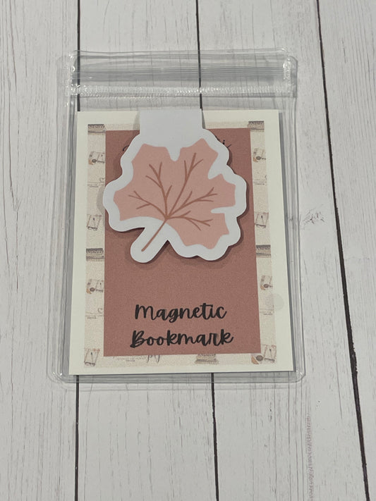 Pink Leaf Magnetic Bookmark