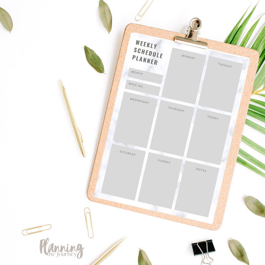 Weekly Planner Digital Download with Grey Marble Background