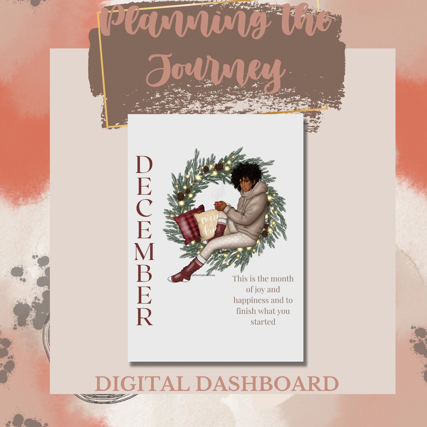 Digital Dashboard, December Wreath Girl
